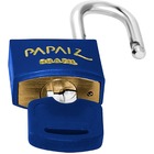 Cadeado Pequeno 20mm Haste Curta Latão Maciço Azul Com Chave