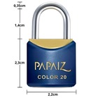 Cadeado Pequeno 20mm Haste Curta Latão Maciço Azul Com Chave