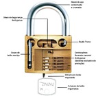 Cadeado Pequeno 20mm Haste Curta Latão Maciço Azul Com Chave