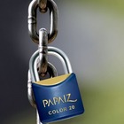 Cadeado Pequeno 20mm Haste Curta Latão Maciço Azul Com Chave