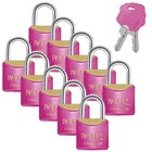 Cadeado Pequeno 20mm Haste Curta Latão Maciço Rosa Com Chave