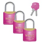 Cadeado Pequeno 20mm Haste Curta Latão Maciço Rosa Com Chave