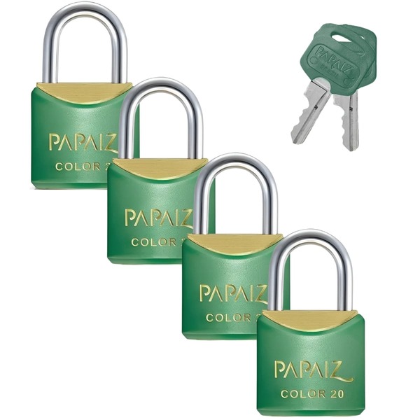 Cadeado Pequeno 20mm Haste Curta Latão Maciço Verde Com Chave