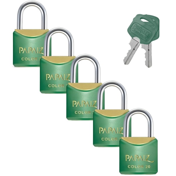 Cadeado Pequeno 20mm Haste Curta Latão Maciço Verde Com Chave