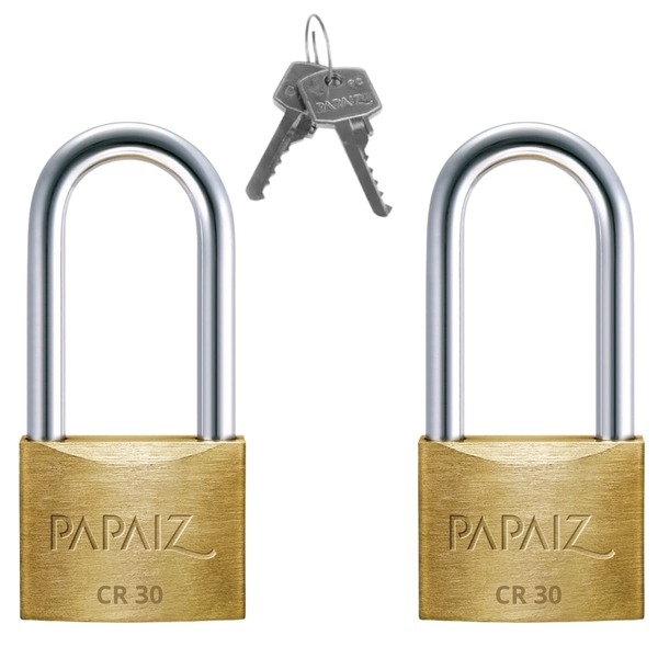 Cadeado Pequeno 30mm Haste Longa Latão Maciço Dourado Com Cha