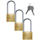 Cadeado Pequeno 30mm Haste Longa Latão Maciço Dourado Com Cha