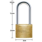 Cadeado Pequeno 30mm Haste Longa Latão Maciço Dourado Com Cha