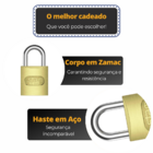 Cadeado Stam 20mm Zamac Latonado