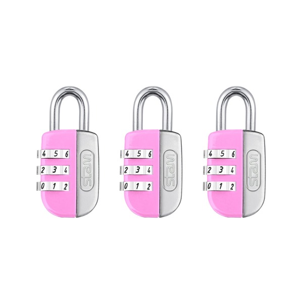 Cadeado Stam Life Colors 20mm Com Segredo Rosa 3 Peças