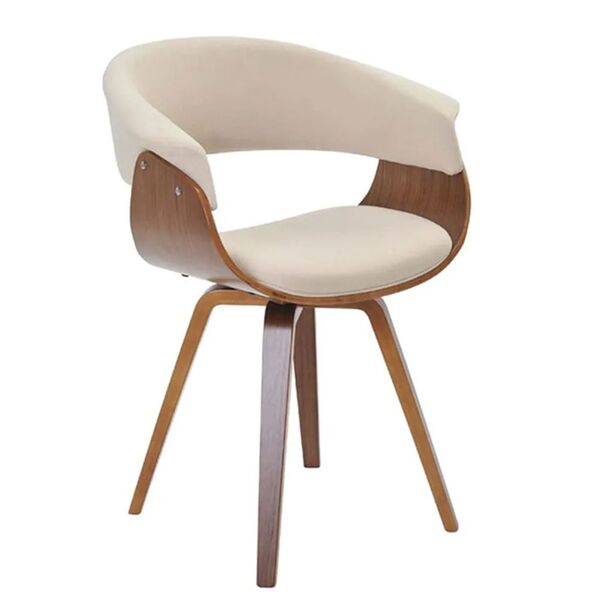 Cadeia Betina Linho Creme Base Em Madeira - D'rossi