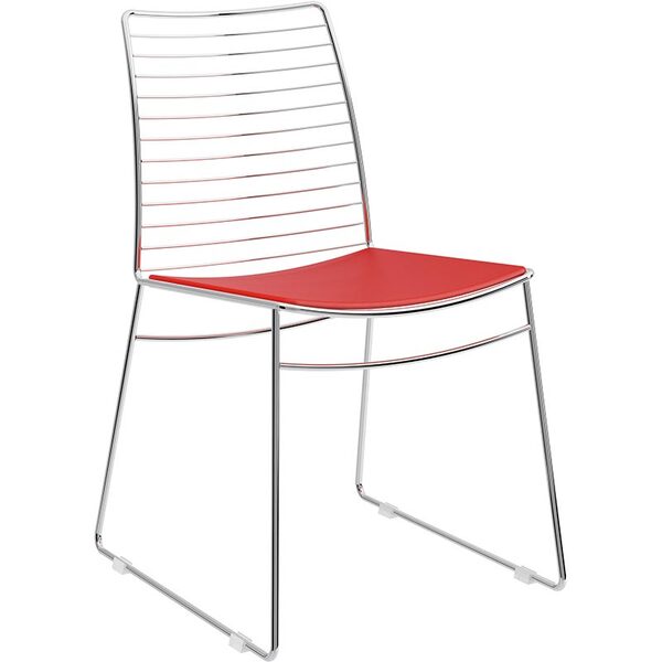 Cadeira 1712 Cromada - Móveis Carraro - Vermelho Real