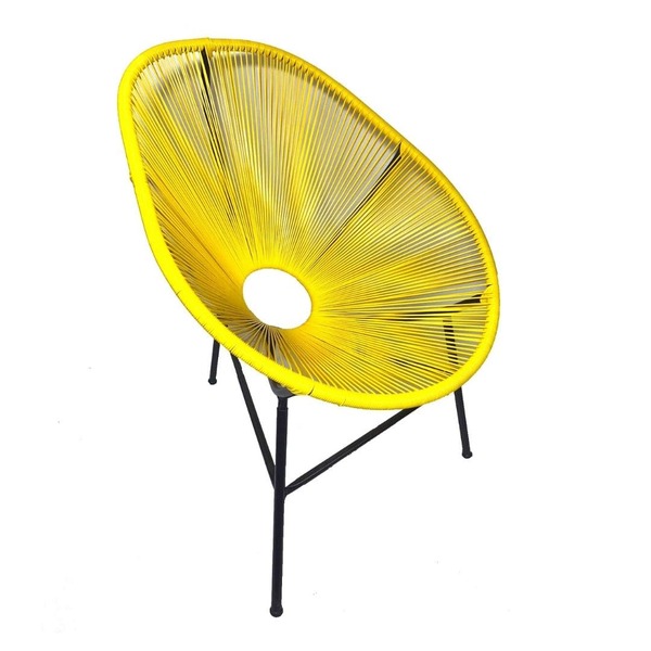 Cadeira Acapulco Três Pés Com Fios De Fibra  Amarelo