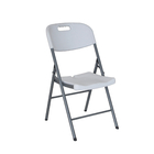 Cadeira de Aço e Resina Dobrável sem Braço Bertioga Cinza e Branco Plicosa