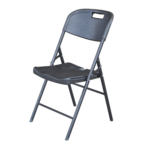 Cadeira de Aço e Resina Dobrável sem Braço Bertioga Preto e Cinza Plicosa