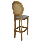 Cadeira Alta De Telinha Para Bancada Verniz Mel E Linho Bege