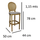 Cadeira Alta De Telinha Para Bancada Verniz Mel E Linho Bege