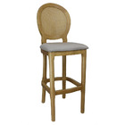 Cadeira Alta De Telinha Para Bancada Verniz Mel E Linho Bege