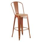 Cadeira Alta Iron Tolix Com Assento De Madeira Clara - 76 Cm