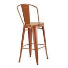 Cadeira Alta Iron Tolix Com Assento De Madeira Clara - 76 Cm