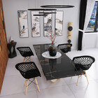 Cadeira Apoio Braços Para Sala De Estar Web Preta Jogo De 4