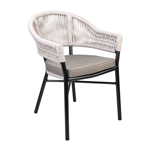 Cadeira Área Externa De Alumínio Bear Com Corda Naútica Preto