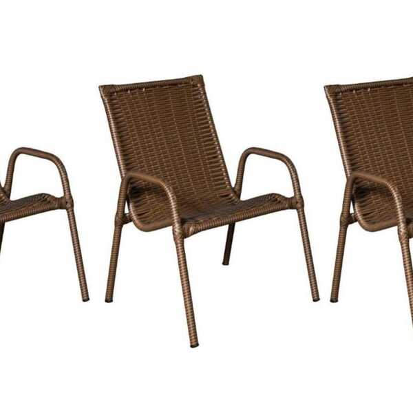 Cadeira Area, Jardim, Quintal Cor Bronze - Kit 3 Peças