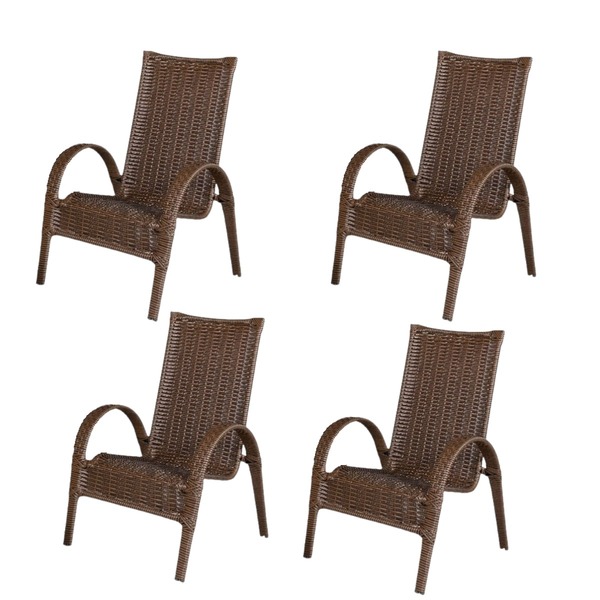 Cadeira Area, Jardim, Quintal Cor Bronze - Kit 4 Peças