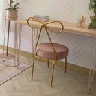 Cadeira Assento Em Veludo E Detalhe De Laço No Encosto Dourad