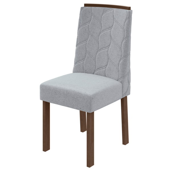 Cadeira Astrid 2 Unidades Linho Cinza Claro Imbuia Clean