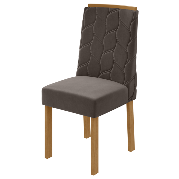 Cadeira Astrid 2 Unidades Tecido Veludo Liso Marrom Amendoa C