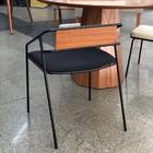 Cadeira Atenas Sala De Jantar Em Linho Preto E Metal Preto