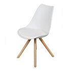 Cadeira Atlas Pp Assento Acolchoado Base Madeira Branco