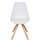 Cadeira Atlas Pp Assento Acolchoado Base Madeira Branco