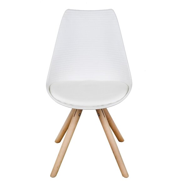 Cadeira Atlas Pp Assento Acolchoado Base Madeira Branco