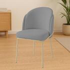 Cadeira Aurora Bouclé Cinza Metal Champanhe