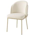 Cadeira Aurora Bouclé Off White Metal Champanhe