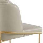 Cadeira Aurora Couro Pérola Metal Dourado