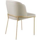 Cadeira Aurora Couro Pérola Metal Dourado