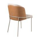 Cadeira Aurora Em Linho Bege E Couro Marrom Pés Em Metal Cham