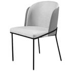 Cadeira Aurora Linho Cinza Couro Cinza Metal Preto