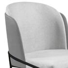 Cadeira Aurora Linho Cinza Couro Cinza Metal Preto