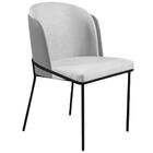 Cadeira Aurora Linho Cinza Couro Cinza Metal Preto