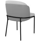 Cadeira Aurora Linho Cinza Couro Cinza Metal Preto