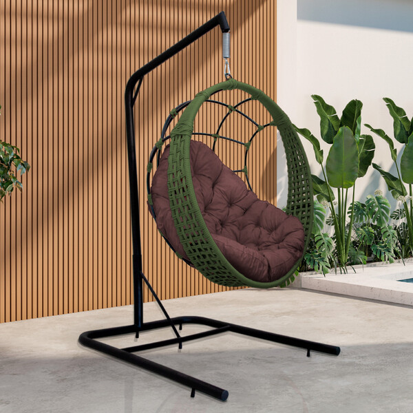 Cadeira Balanço Ninho Suspenso Em Corda Náutica Luxo Com Supo