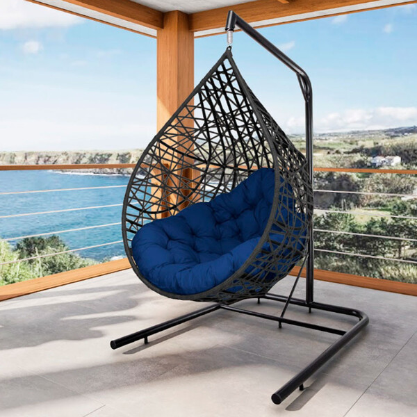 Cadeira Balanço Ninho Suspenso Gota Tramado Com Suporte E Alm