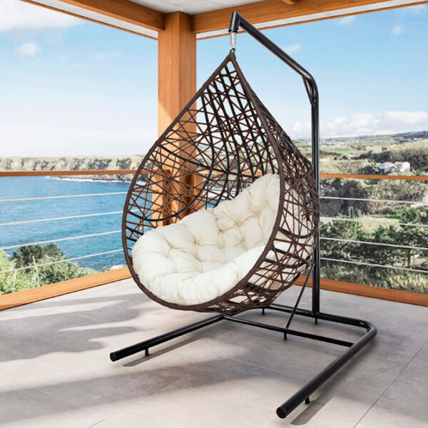 Cadeira Balanço Ninho Suspenso Gota Tramado Com Suporte E Alm