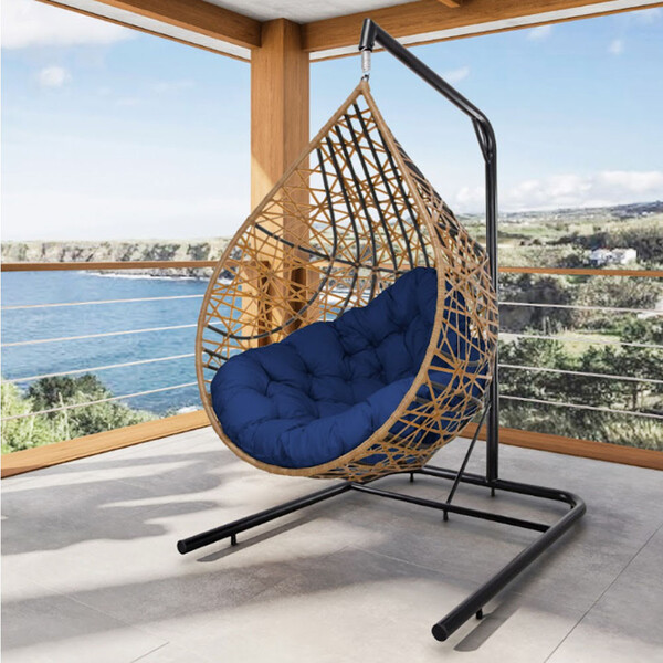 Cadeira Balanço Ninho Suspenso Gota Tramado Com Suporte E Alm