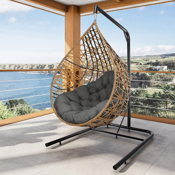 Cadeira Balanço Ninho Suspenso Gota Tramado Com Suporte E Alm