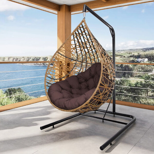 Cadeira Balanço Ninho Suspenso Gota Tramado Com Suporte E Alm