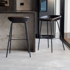 Cadeira Banqueta Alta Com Assento Estofado Em Couro Preto Com